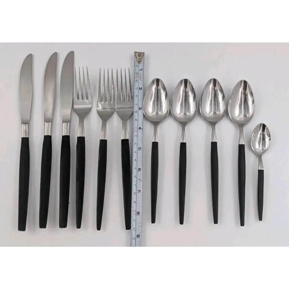 Epic Forged Stainless Black Flatware MCM 11 Pieces Spoons Forks Knives